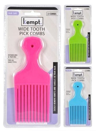 Pink wide-tooth hair comb with long teeth, hair care brush (pink).