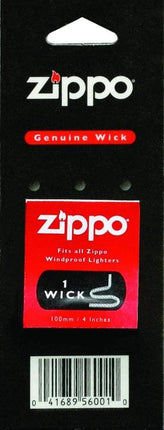 Zippo genuine wick pack, 1 wick, 100mm length on black and red card