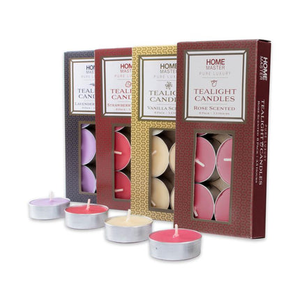 Assorted tealight scented candle gift set with lavender, vanilla and rose boxes