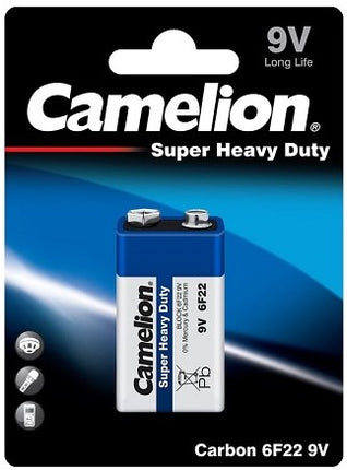 Camelion 9V Super Heavy Duty carbon 6F22 battery pack, blister card