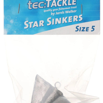 Star sinkers size 5 fishing weights, star-shaped sinkers in sealed 1-pack bag