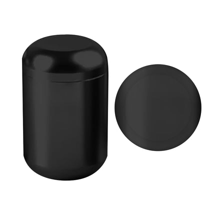 Black zinc alloy cylindrical metal jar with matching round lid