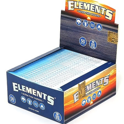 Elements ultra thin papers box with blue interior and 50-count booklet graphics