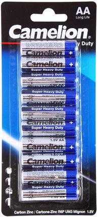 Camelion Super Heavy Duty AA 1.5V batteries in blister pack, four-pack