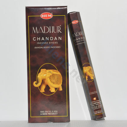 HEM Madhur Chandan incense sticks box with long incense stick pack