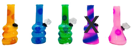 Assorted mini water pipes, 130mm, colorful glass designs including yellow, blue, green