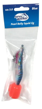 Jarvis Walker intruder squid jig, blue pearly belly lure in clear blister pack
