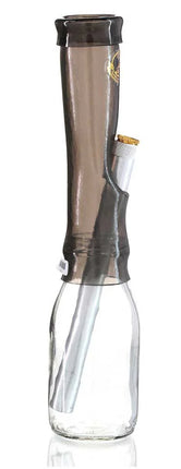 Clear glass water pipe with dark top and side tube