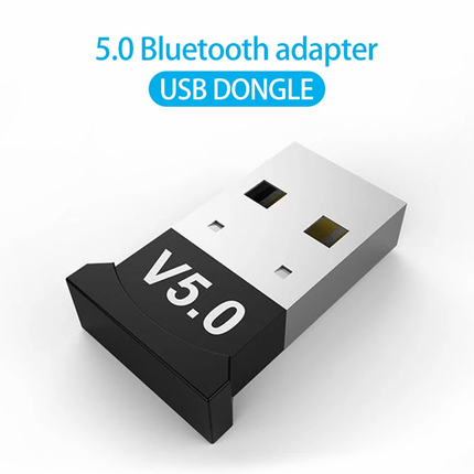 Bluetooth 5.0 USB dongle receiver, black USB plug with V5.0 marking