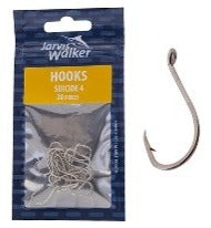 Nickel octopus fishing hook, size 4, shown on retail card
