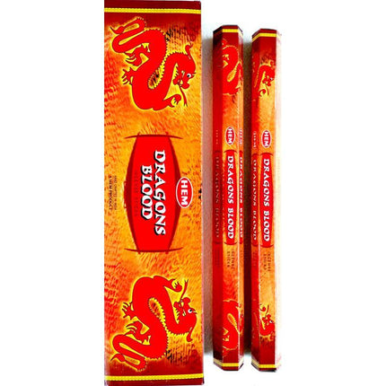 Hem dragons blood incense sticks, red hexagonal sticks with dragon box