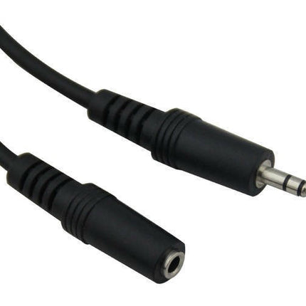 3.5mm stereo audio extension cable with metal plug and headphone jack ends