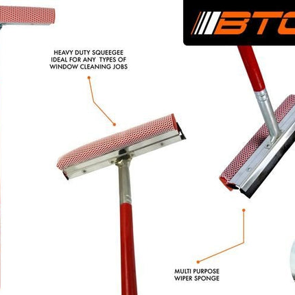 400mm window squeegee with red handle, metal blade, and included wiper sponge