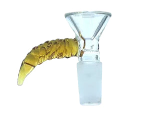 Clear glass cone piece with yellow coiled spiral mouthpiece