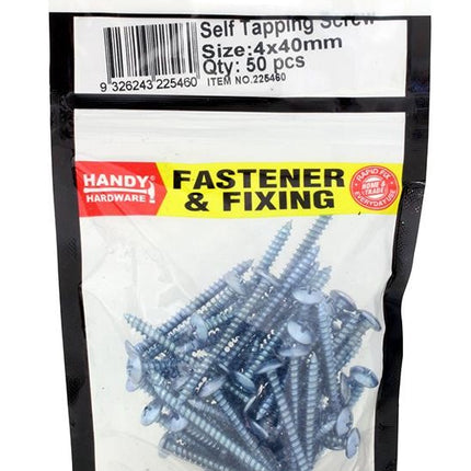 Pack of self-tapping screws, 4 x 40mm, 50 pcs, blue steel screws