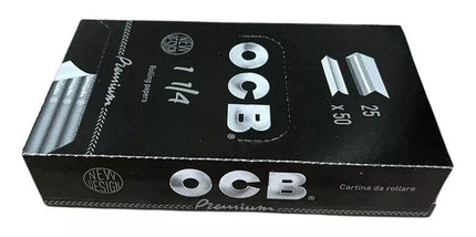 OCB Premium rolling papers booklet/box, black with large OCB logo and size markings