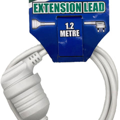 Ultracharge extension lead, 1.2 m, white cable with plug and socket ends.