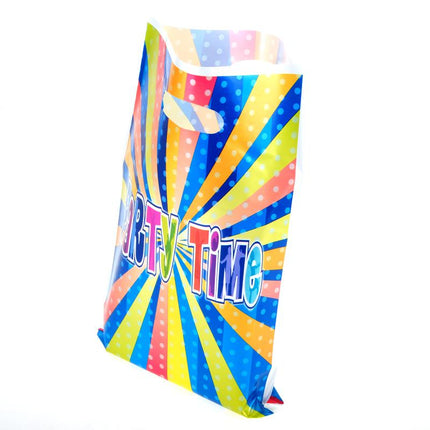 Party Time loot bag with striped starburst design and carry handle