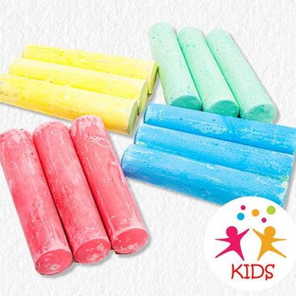 Assorted jumbo colored chalk sticks: pink, yellow, blue, and mint green