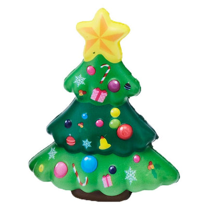 Green Christmas tree squeeze memory foam toy with colorful ornaments