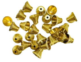 Ribbed brass threaded cone pieces set of 10, multiple hardware cones shown