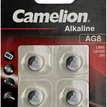 Camellion AG8 1.5V alkaline button cell battery pack, four-cell blister