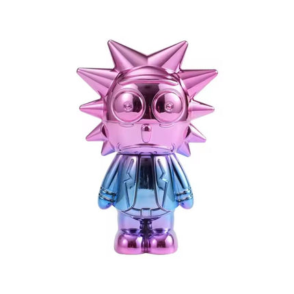 Purple and blue chrome spiked grinder figurine with round goggles and spiky head
