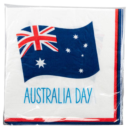 White Australia Day napkins with Australian flag and AUSTRALIA DAY text, 20-pack