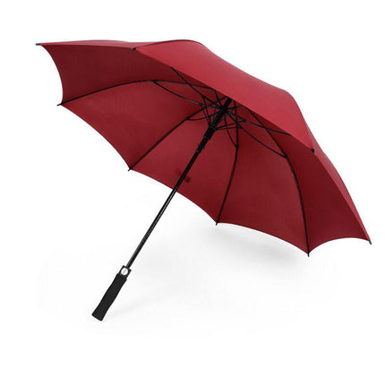 Extra-large auto open umbrella, dark red canopy with black frame and handle