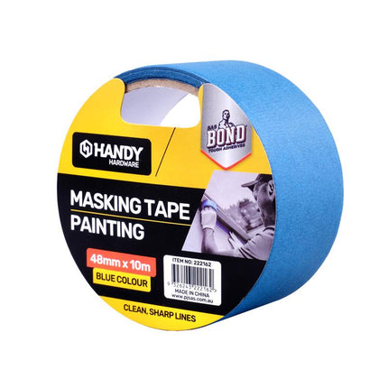 Blue masking tape roll in Handy Hardware package, 48mm x 10m, blue colour