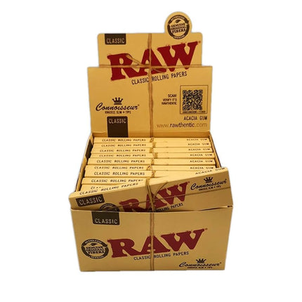 RAW Connoisseur Classic rolling papers display box, open top