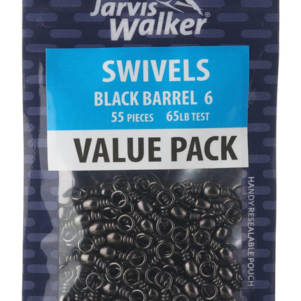 Black barrel swivels, size 6 value pack, 55-piece