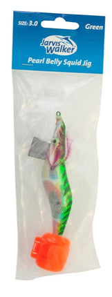 Jarvis Walker intruder squid jig, size 3.0, green pearl belly with pink accents