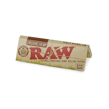 RAW organic hemp rolling papers booklet box, beige with RAW logo