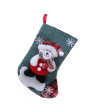 Decorative Christmas stocking with Santa figure, dark green and red