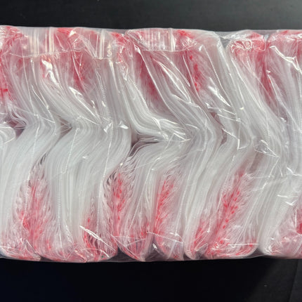 Clear plastic zip-top bags with red apple graphics, bulk pack, 75 x 50 mm