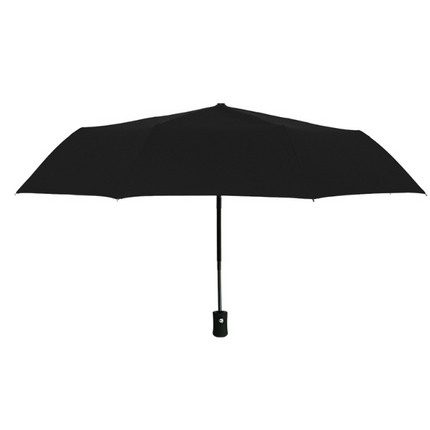 Automatic 3-fold umbrella, black canopy fully opened with straight handle