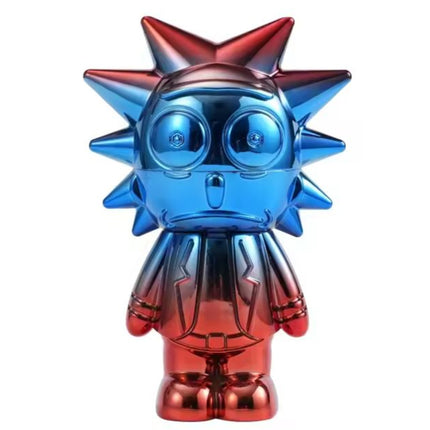 Blue and red chrome spiked grinder figurine with round goggles and spiky head