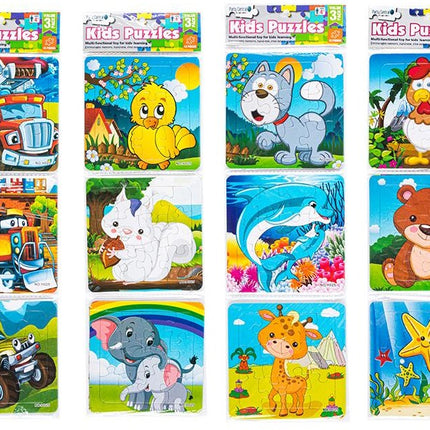 Kids jigsaw puzzle set, three 12-piece boxes with sea and farm animal images