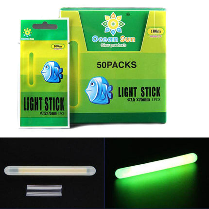 Glow light stick bundle with green glowing stick display and Ocean Sun box