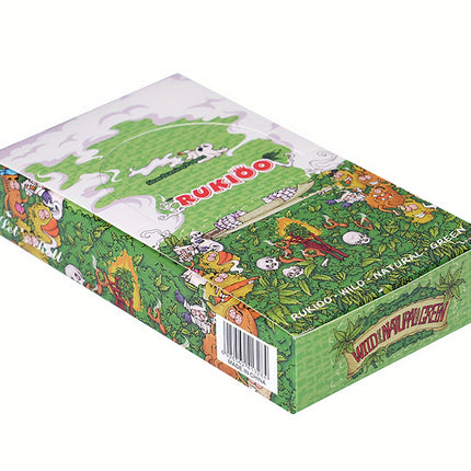 Green natural hemp rolling paper pack with illustrated jungle and animal design, 25 count