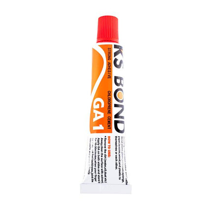 KS BOND adhesive glue tube, red cap and side label with usage details
