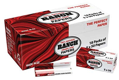 Ranch Papers Arabic gum paper booklets in retail box, 18 pack, 5 x 50 size