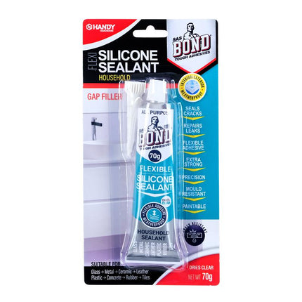 Silicone sealant caulk in blister pack, clear household gap filler, 40 mL
