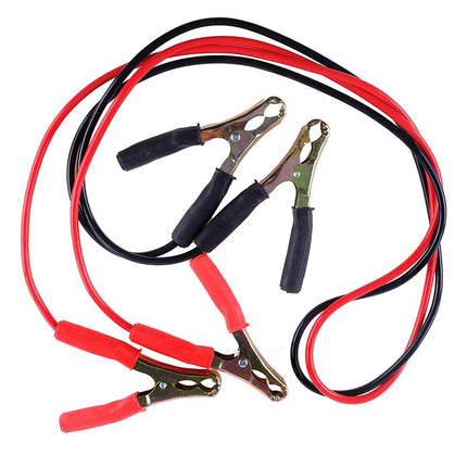 Battery jumper cables with red/black wires and insulated metal clamps
