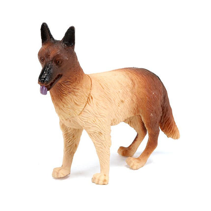 Brown farm dog figurine with open mouth, standing