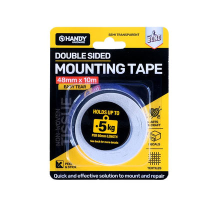 HANDY double-sided mounting tape, 48mm x 10m roll in retail package