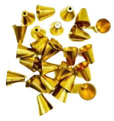 Smooth brass cone pieces, 10-pack—small tapered cone tips with smooth finish