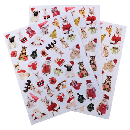 108-piece Christmas pet sticker sheets showing dogs, cats, and holiday icons