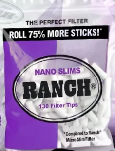 Ranch Nano Slims 130 filter tips bag with purple packaging and tip count